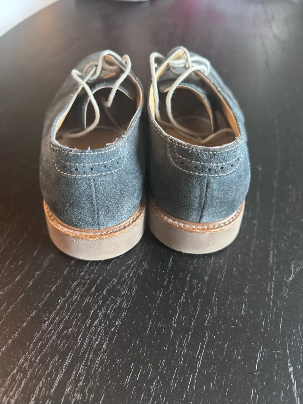 Bass Bernard Men’s Wingtip Suede Derby Shoes — Blue Gray